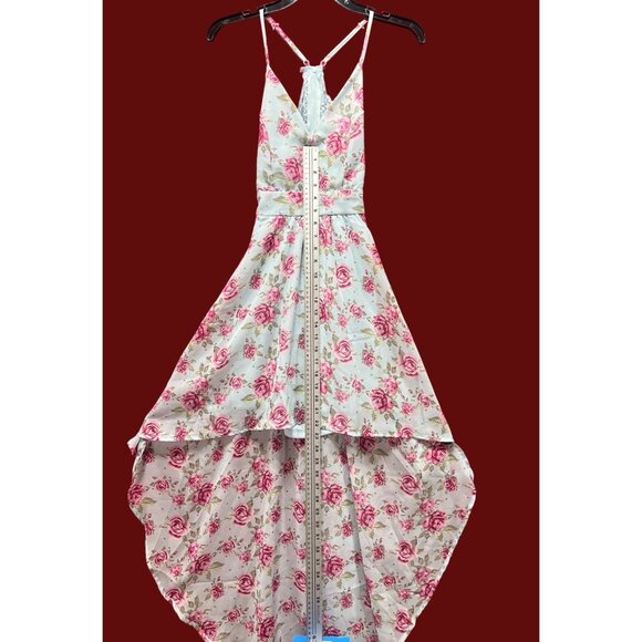 Rue 21- Women's Summer Sleeveless High Low Hem Ruffle-Floral Dress-Light Blue-XS - Picture 6 of 16